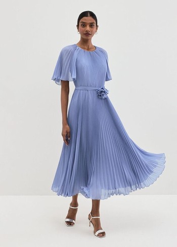 Phase Eight Kathleen Pale Blue Pleat Dress Blue Canada | QCRLIH-536